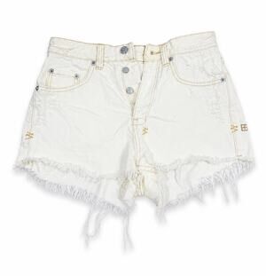 Ksubi Denim Shorts 25 Tongue N Cheek Cut Off Shorts Wicked White Raw Hem Cotton